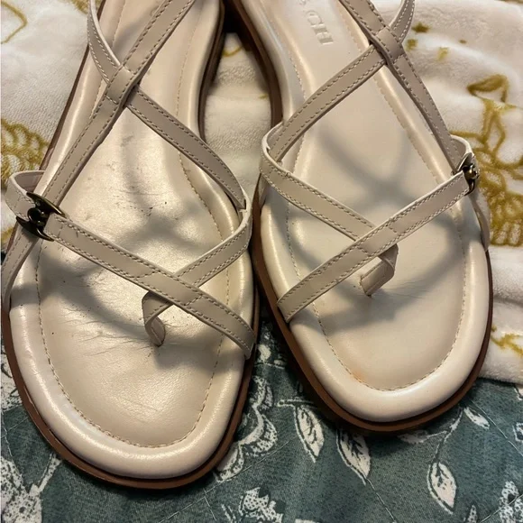 Coach Elegant White Strappy Sandals Sold Out Online Heel 0.5” EUC Wore 2 Times - Picture 3 of 9